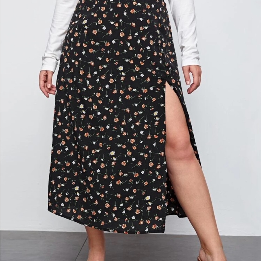 Floral Black Skirt